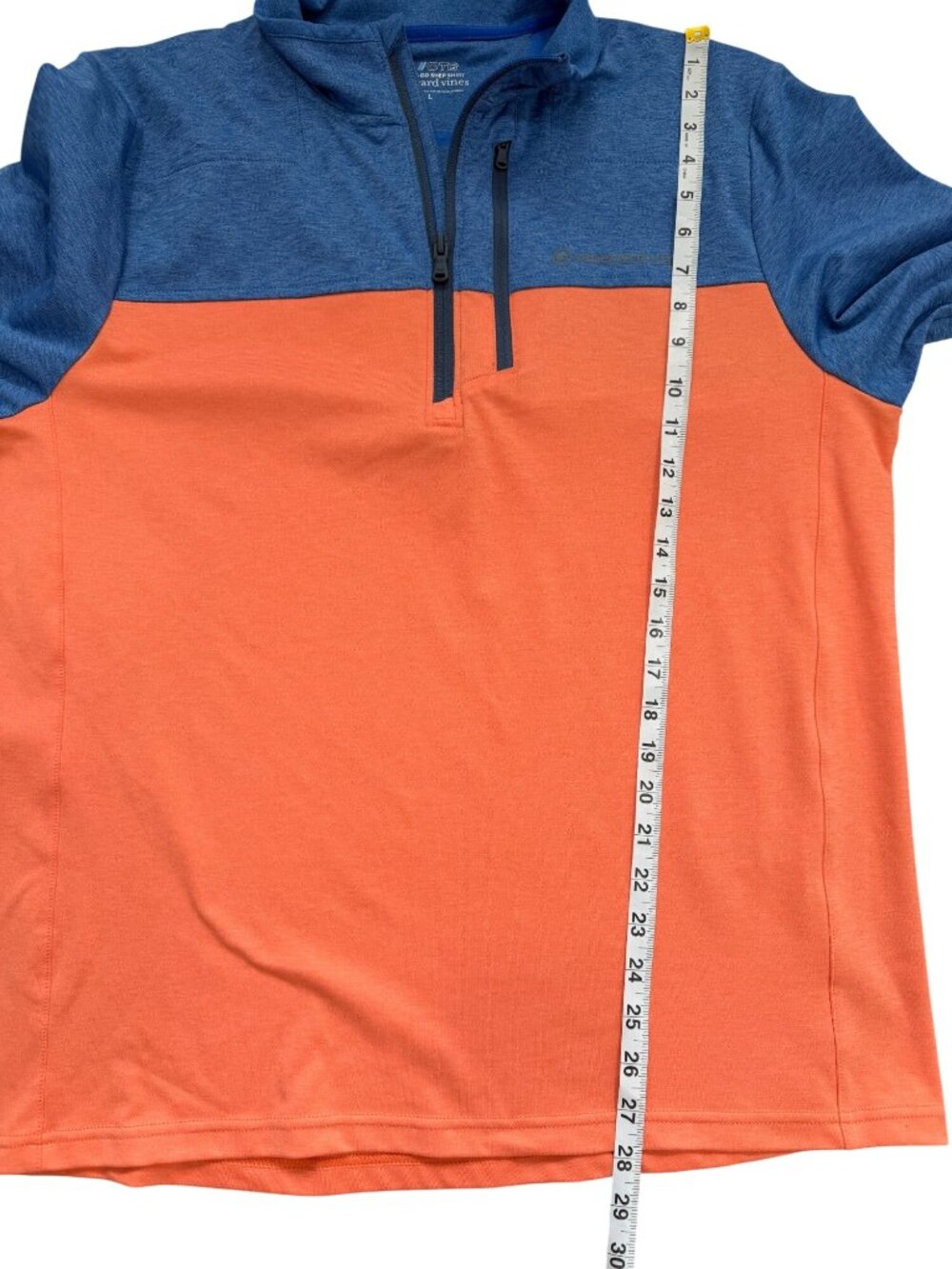Vineyard Vines Men Size L On The Go Shep Shirt OTG 1/4 Zip Pullover Blue Orange - Picture 6 of 6